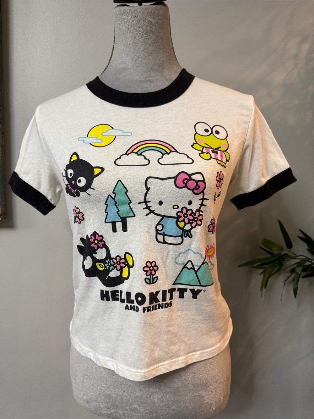 Sanrio White Ringer Tee Multicolor Hello Kitty & Friends Print graphic tshirt